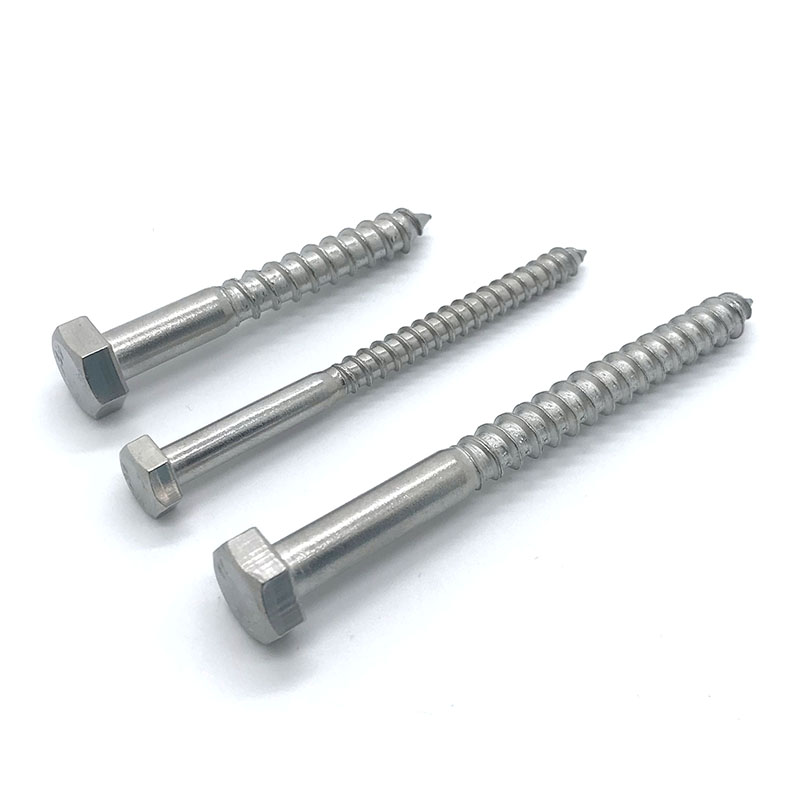 Tornillos de madera de cabeza hexadecimal de acero inoxidable DIN571
